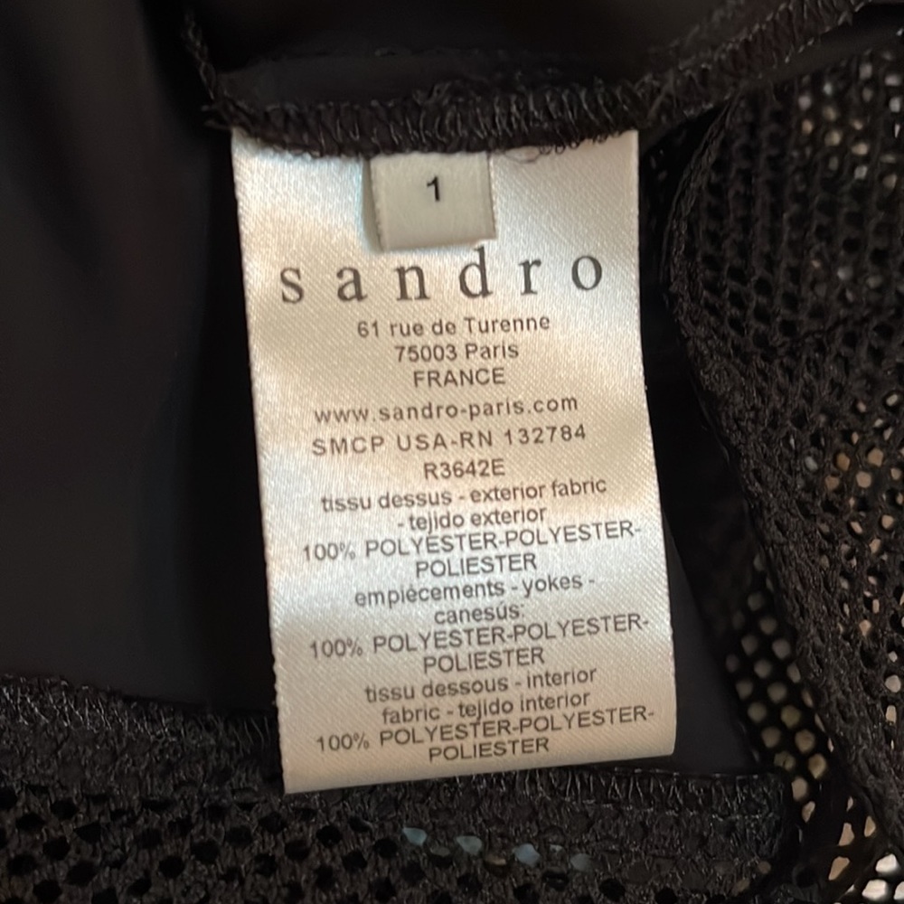 Sandro Roxane Solid Black Mesh Gathered Sleeveles… - image 8